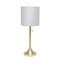 Simple Designs Gold Tapered Table Lamp with Polka Dot Fabric Drum Shade